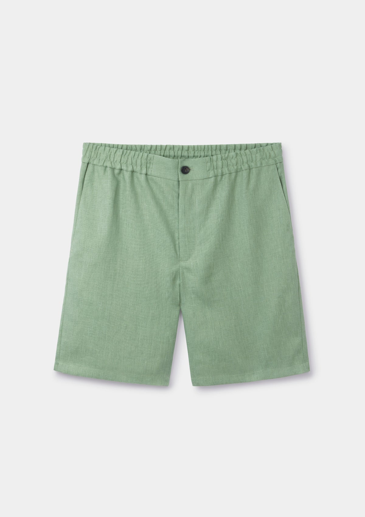 Ash Green Linen Drawstring Shorts, Shorts - SIRPLUS