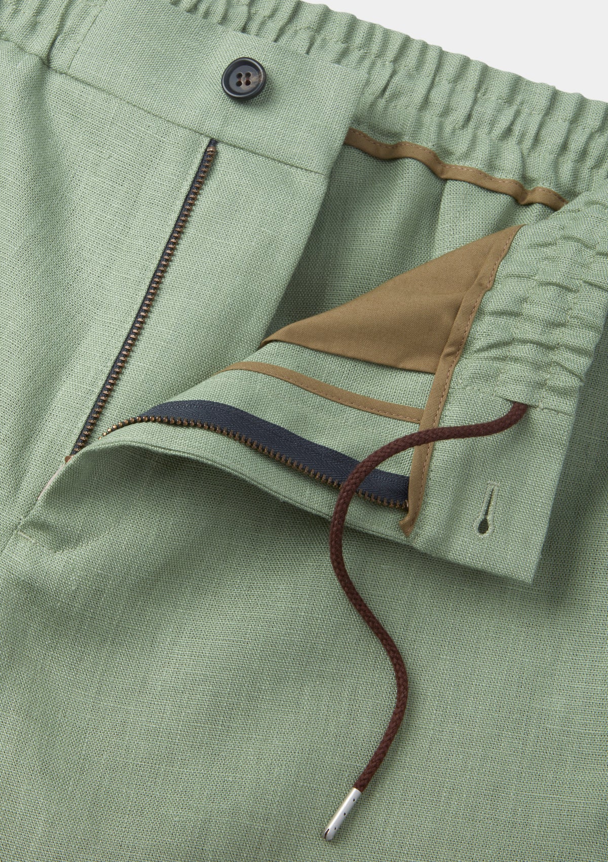 Ash Green Linen Drawstring Shorts, Shorts - SIRPLUS