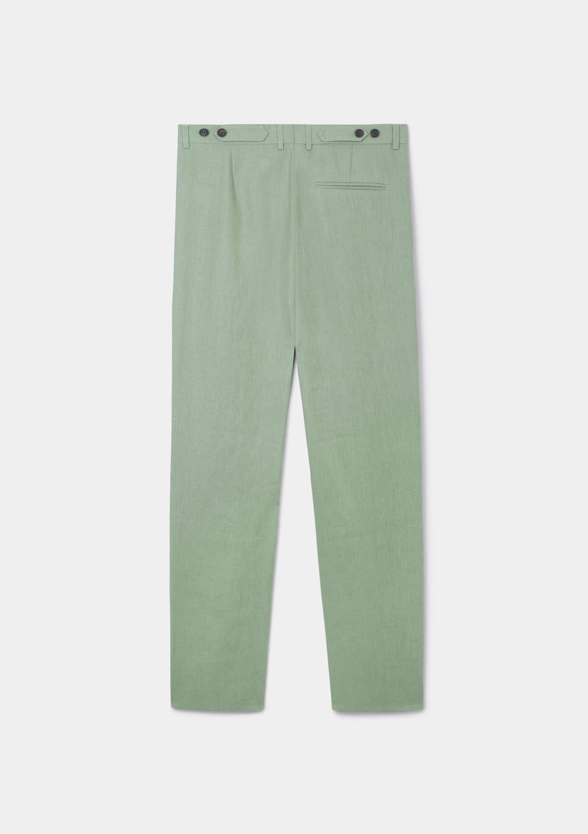 Ash Green Linen Pleated Trousers, Pleated Trousers - SIRPLUS