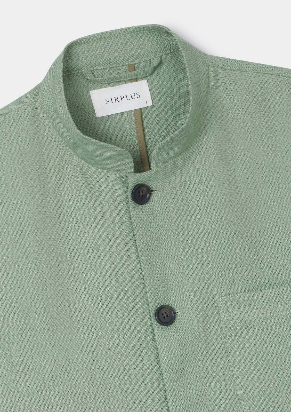 Ash Green Linen Casual Nehru Jacket, Nehru Jacket - SIRPLUS