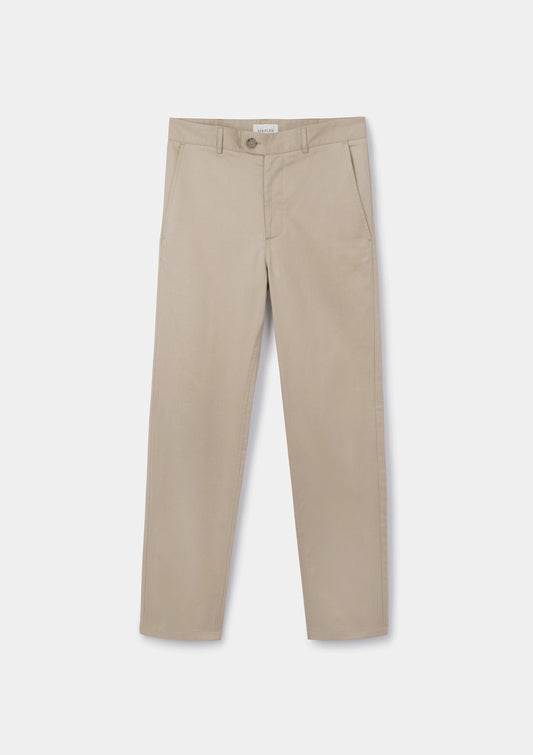 Beige Cotton Linen Casual Trousers, Casual Trousers - SIRPLUS