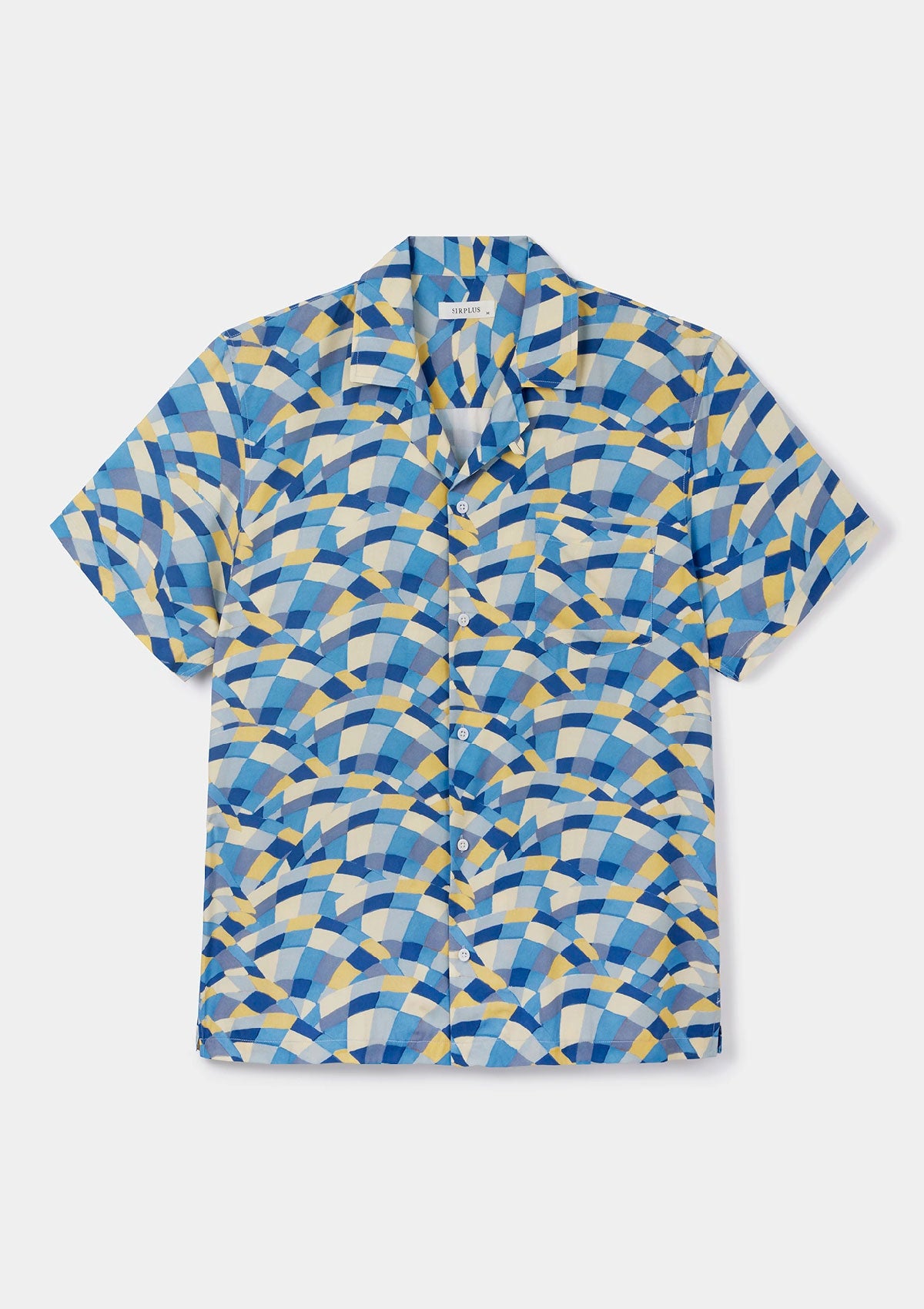Blue Ecovero™ Mosaic Waves Cuban Shirt, Cuban Shirt - SIRPLUS
