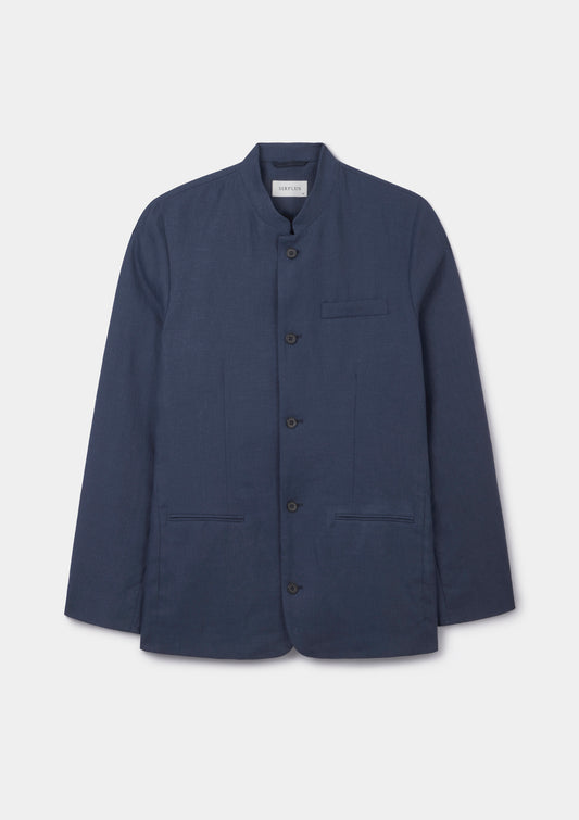 Blue Nights Linen Nehru Jacket, Nehru Jacket - SIRPLUS