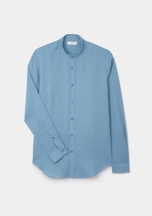 Blue Shadow Linen Grandad Shirt, Grandad Shirt - SIRPLUS