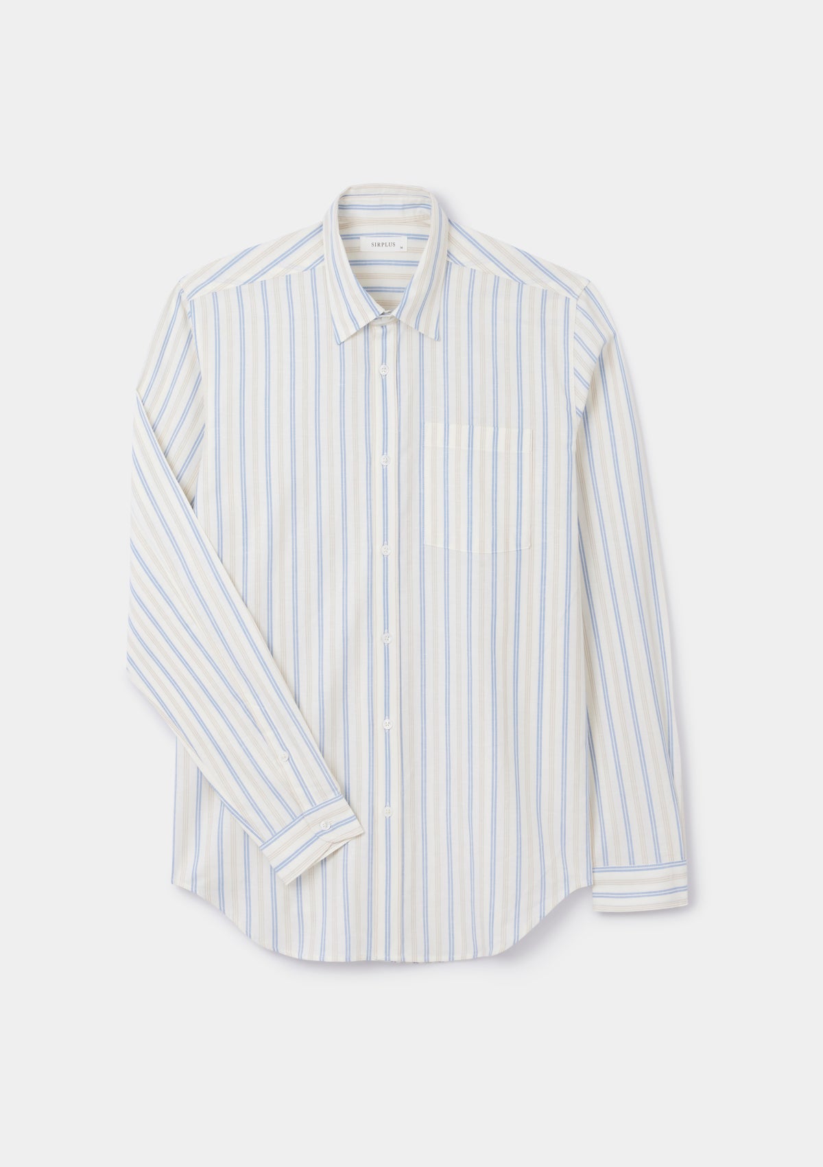 Sand & Blue Cotton Linen Stripe Shirt, Collar Shirt - SIRPLUS