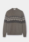 Brown Icelandic Style Crew Neck Jumper