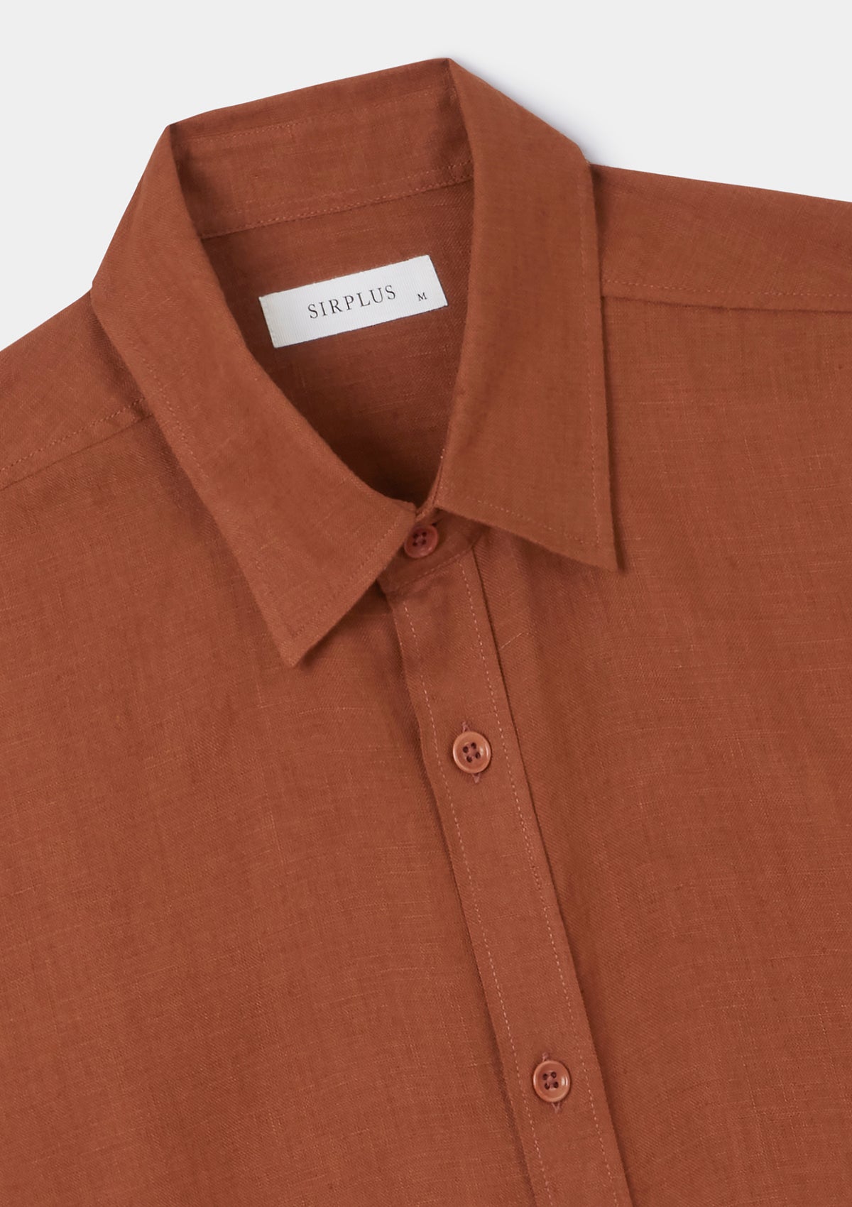 Burnt Terracotta Linen Collared Shirt, Collar Shirt - SIRPLUS