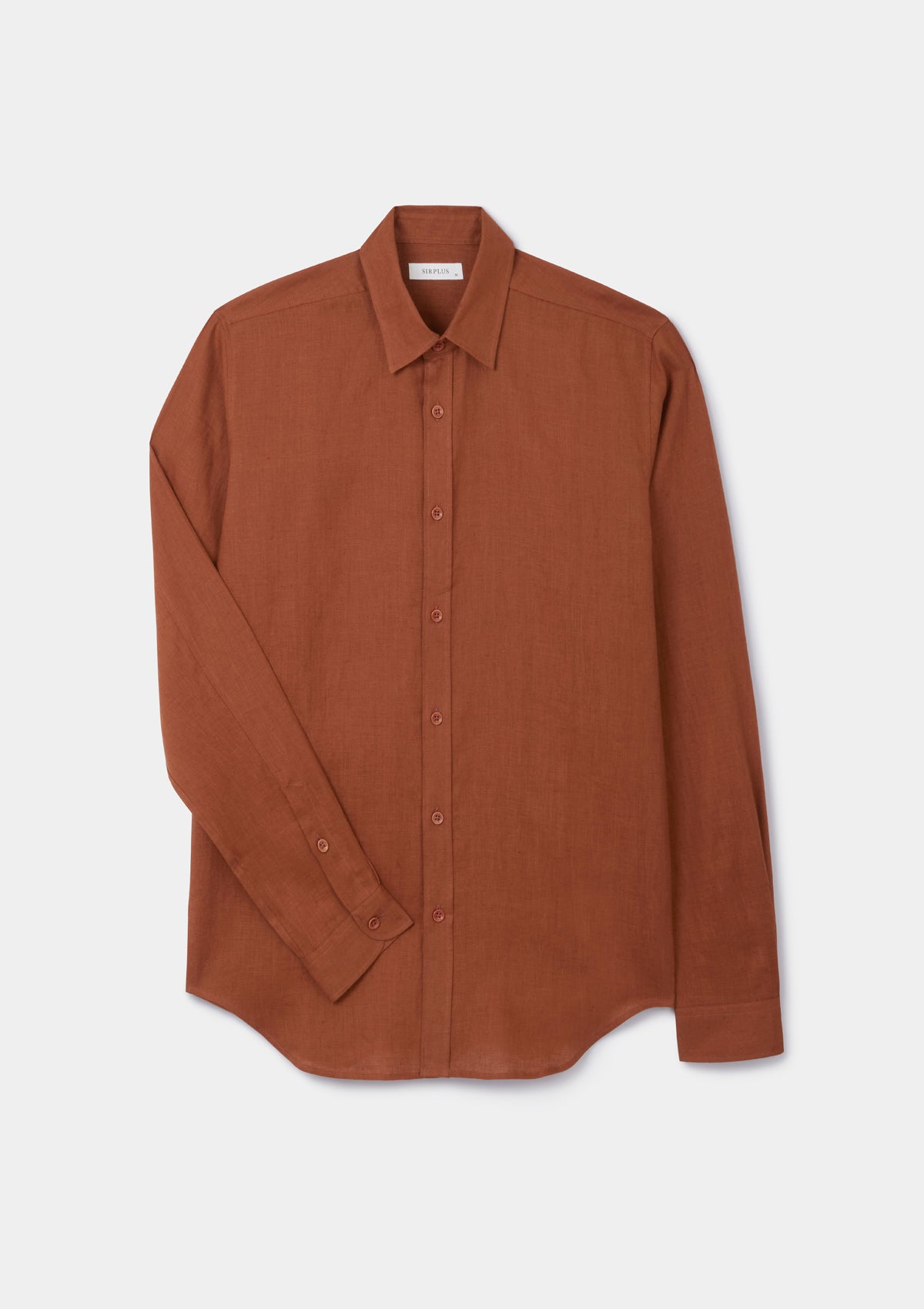 Burnt Terracotta Linen Collared Shirt, Collar Shirt - SIRPLUS