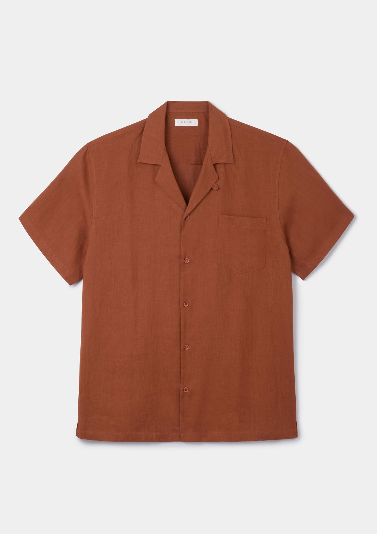 Burnt Terracotta Linen Cuban Shirt, Cuban Shirt - SIRPLUS