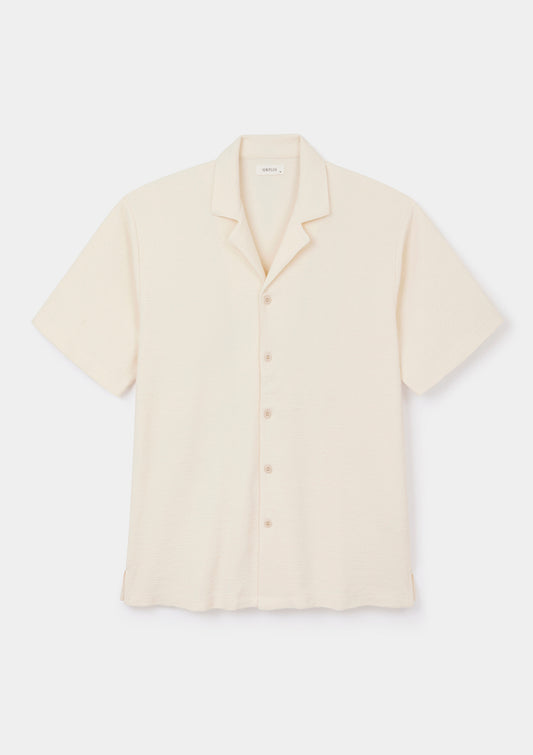 Cream Purl Jersey Cuban Polo, Polo Shirt - SIRPLUS