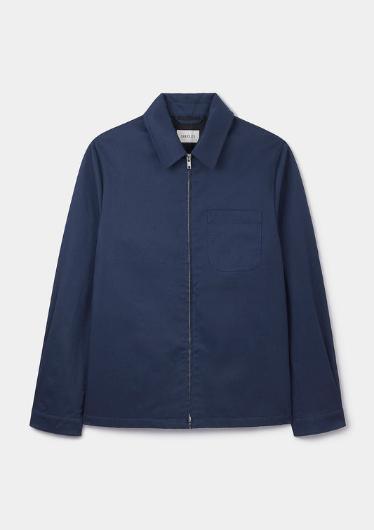 Blueberry Cotton Linen Zip Jacket, Zip Jacket - SIRPLUS