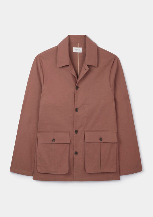 Clay Linen Blend Flap Pocket Jacket, Chore Jacket - SIRPLUS
