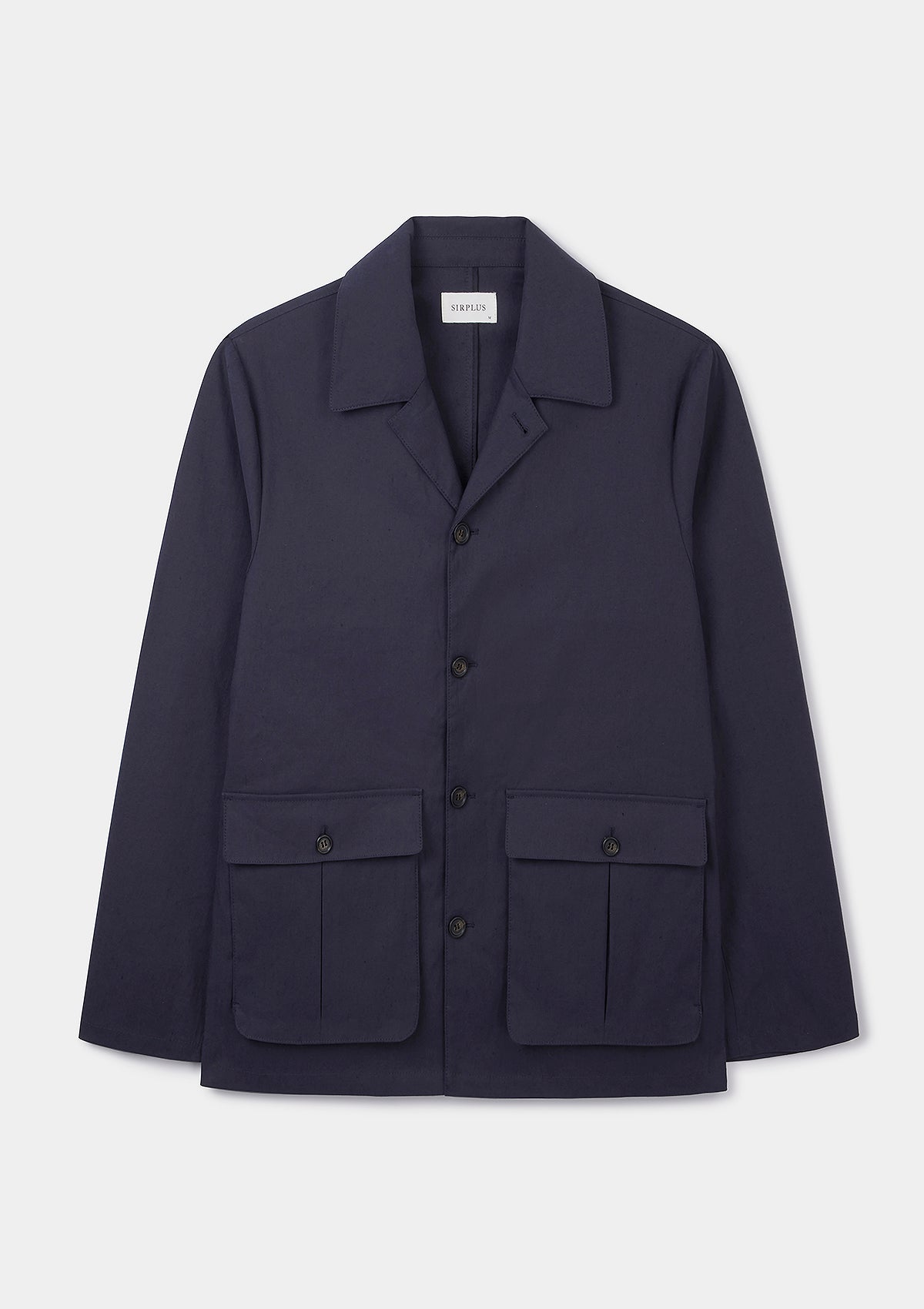 Navy Linen Blend Flap Pocket Jacket, Chore Jacket - SIRPLUS