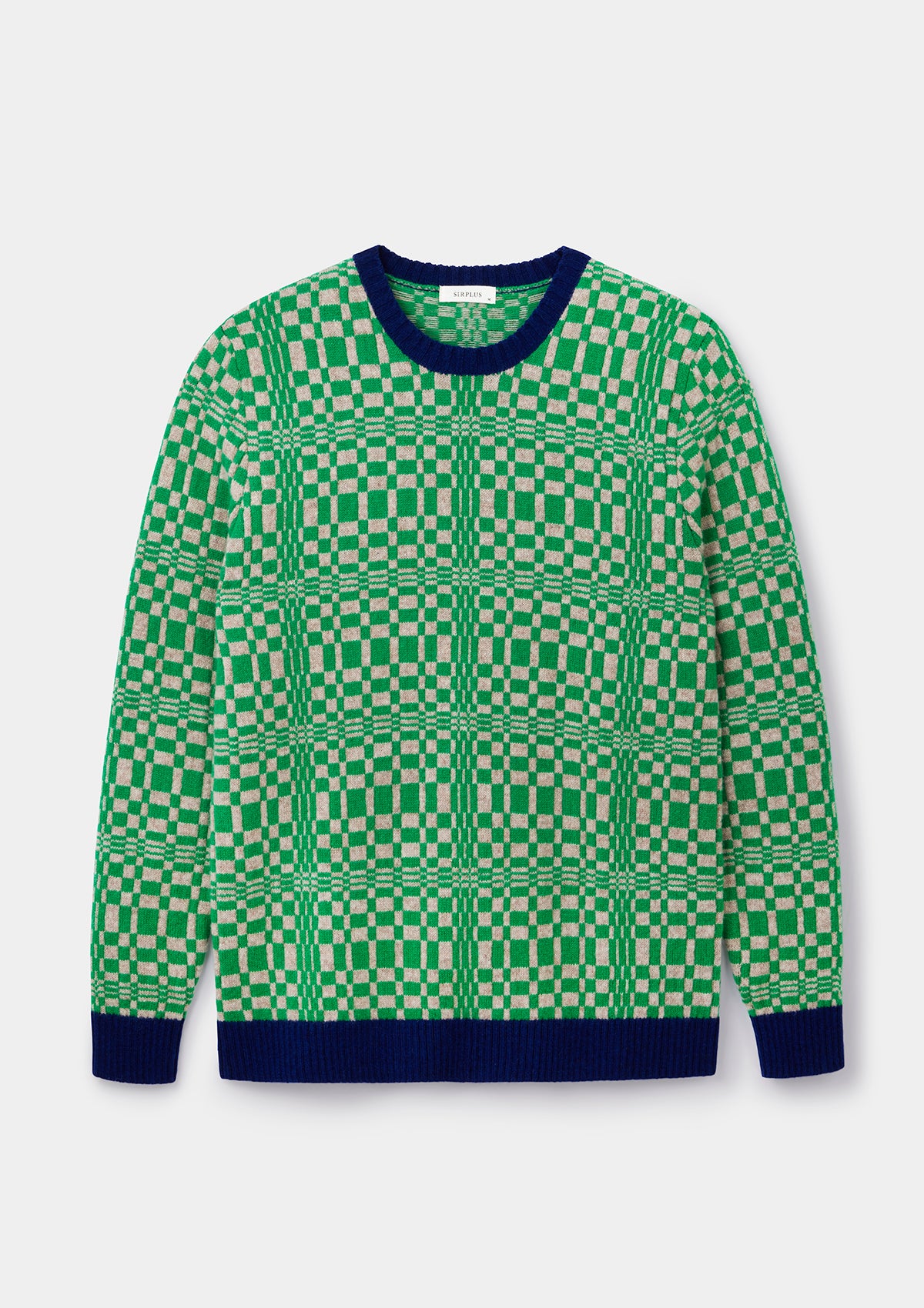 Canal Green Plaid Fair-Isle Crew Neck Jumper, Crew Neck Jumper - SIRPLUS