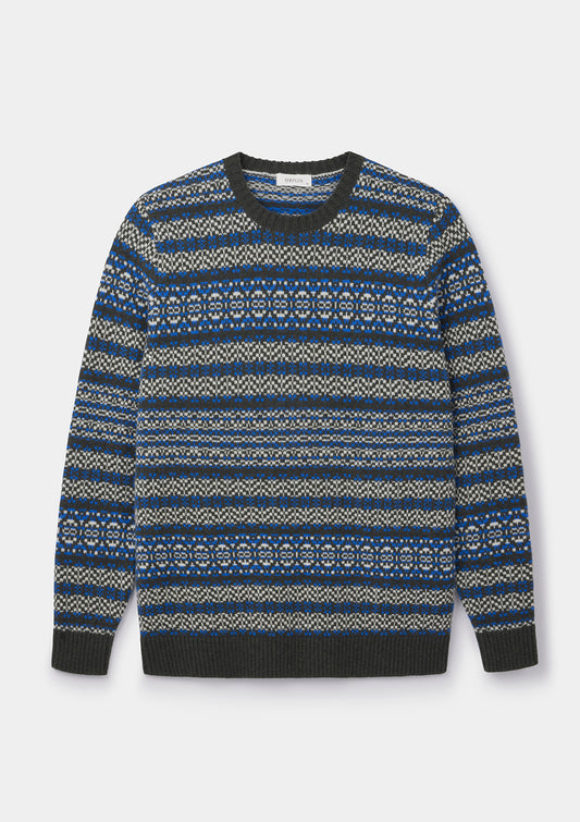 Seaweed Blue Tides Fair-Isle Crew Neck Jumper, Crew Neck Jumper - SIRPLUS
