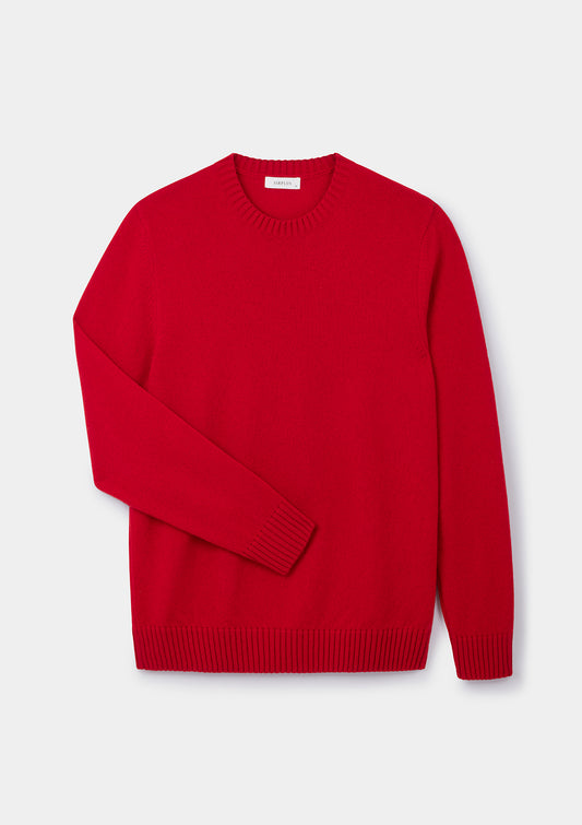 Chilli Red Lambswool Crew Neck Jumper, Crew Neck Jumper - SIRPLUS