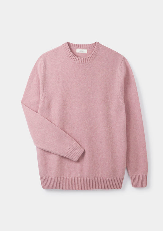 Dusty Pink Lambswool Crew Neck, Crew Neck Jumper - SIRPLUS