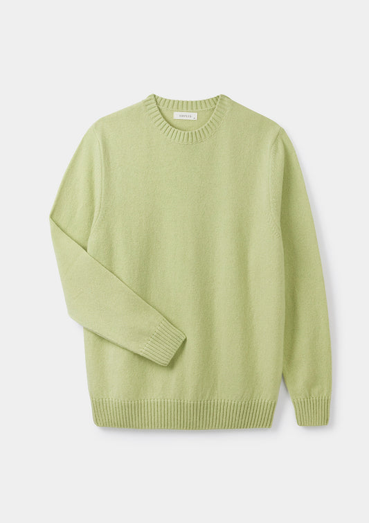 Celery Green Lambswool Crew Neck Jumper, Crew Neck Jumper - SIRPLUS