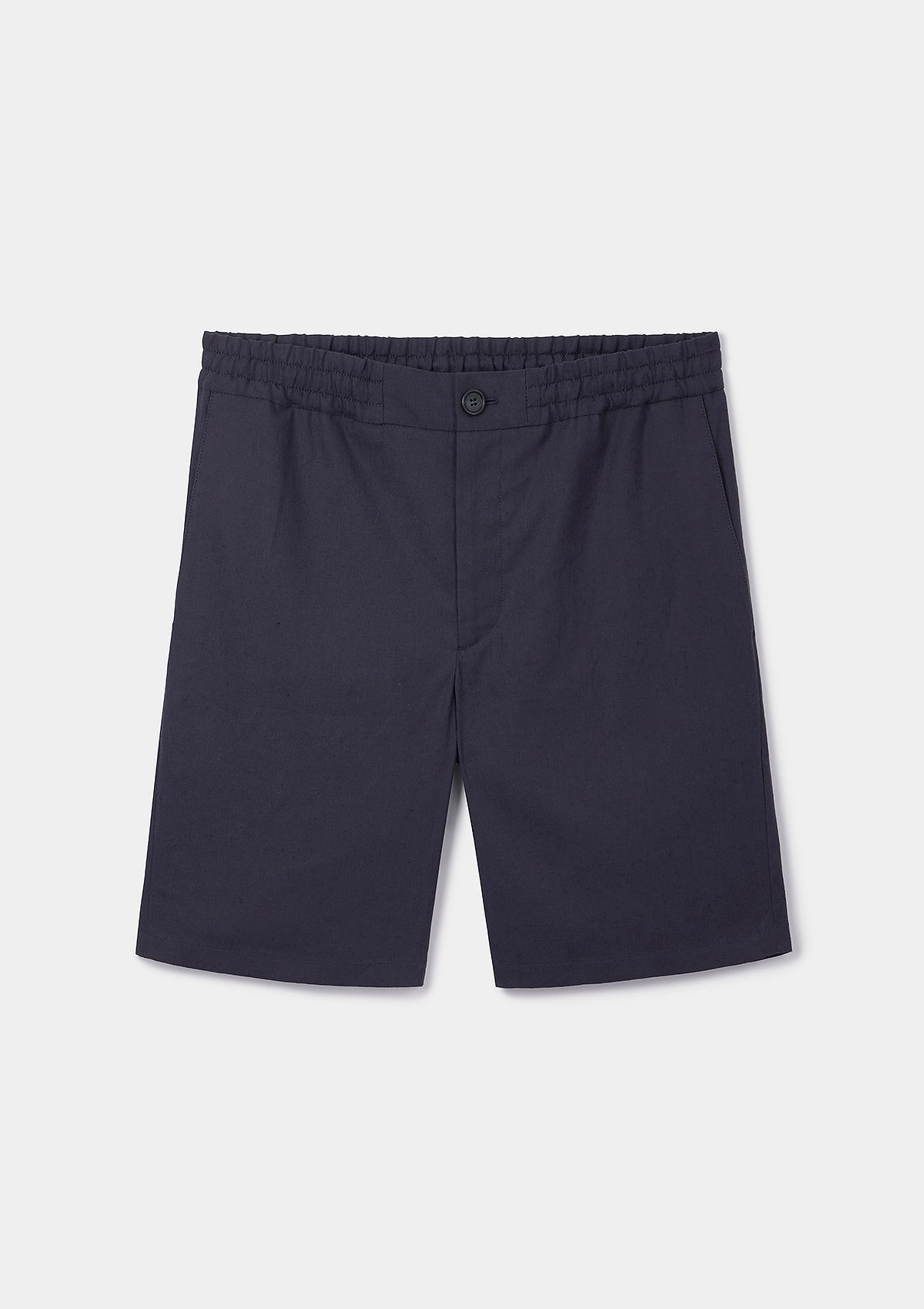 Navy Cotton Linen Drawstring Shorts, Shorts - SIRPLUS