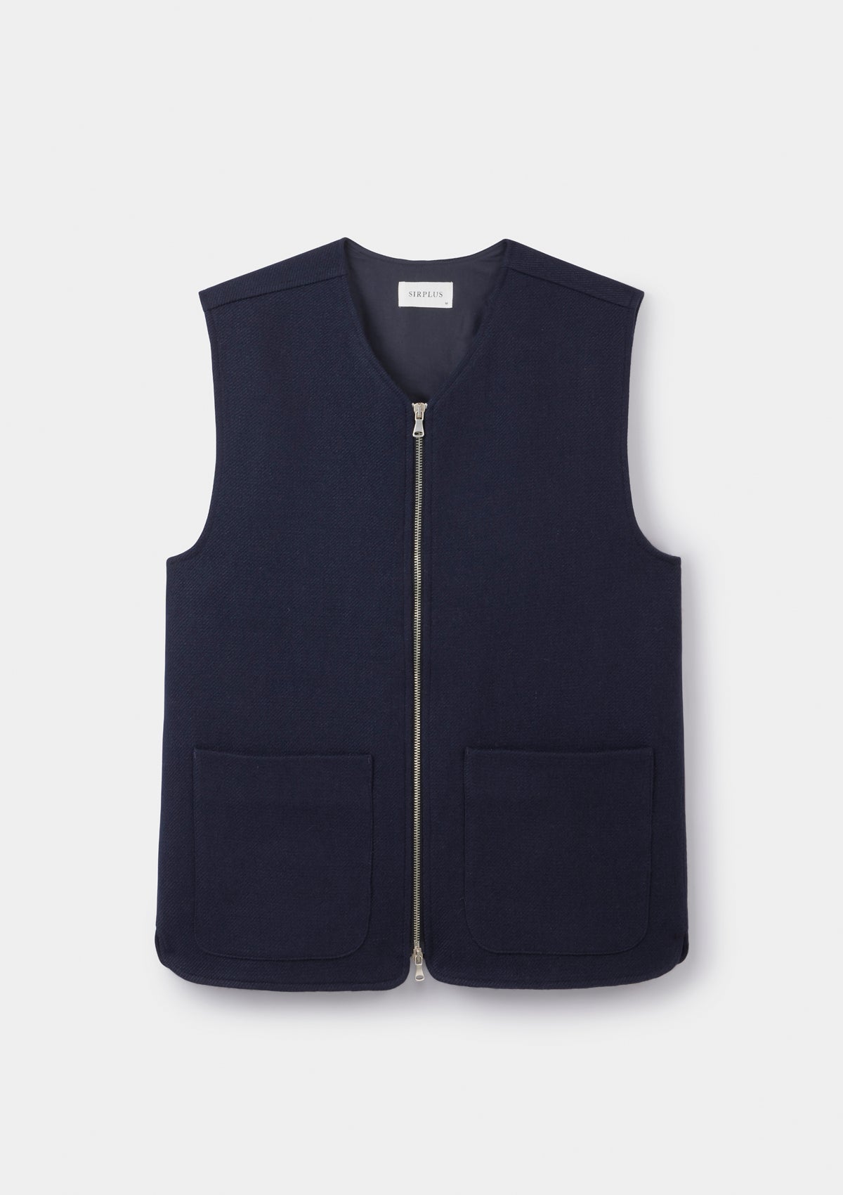 Navy Linen Wool Twill Gilet, Gilet - SIRPLUS