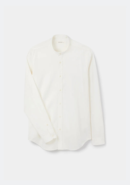 Cream Cotton Cashmere Grandad Shirt, Grandad Shirt - SIRPLUS