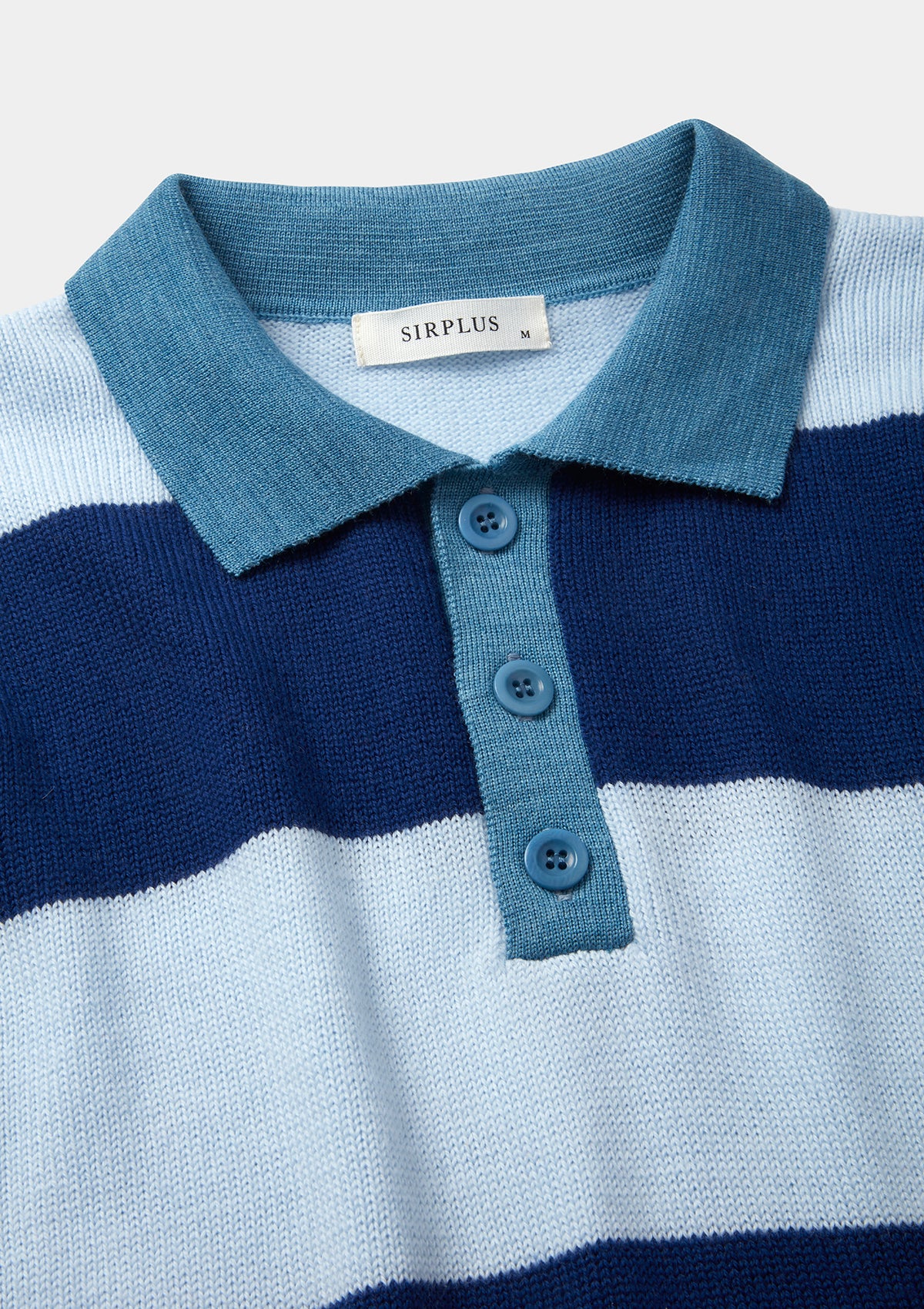 Navy & Blue Merino Knit Rugby Polo Shirt, Polo Shirt - SIRPLUS