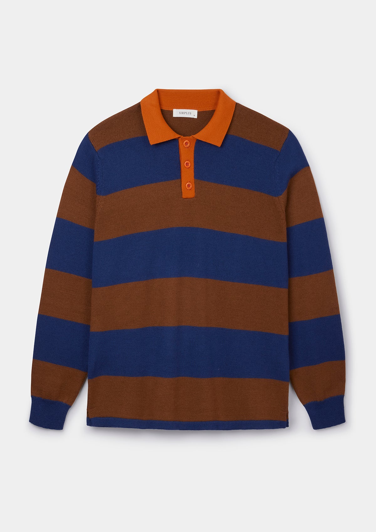 Blue & Brown Merino Knit Rugby Polo Shirt, Polo Shirt - SIRPLUS