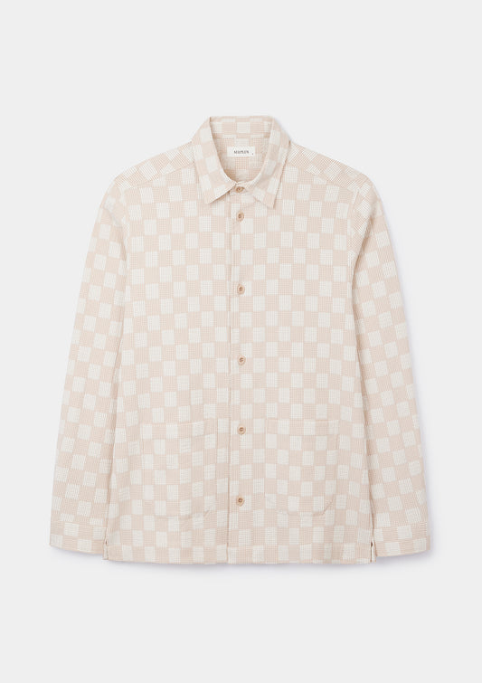 Beige Yarn Check Overshirt, Overshirt - SIRPLUS