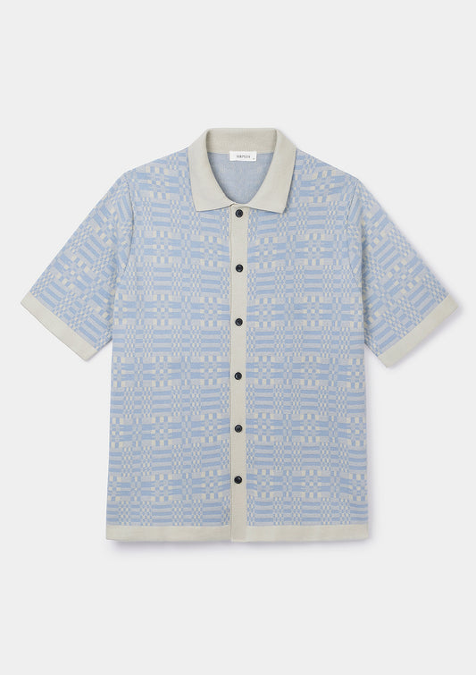 Light Blue Tapestry Jacquard Polo, Polo Shirt - SIRPLUS
