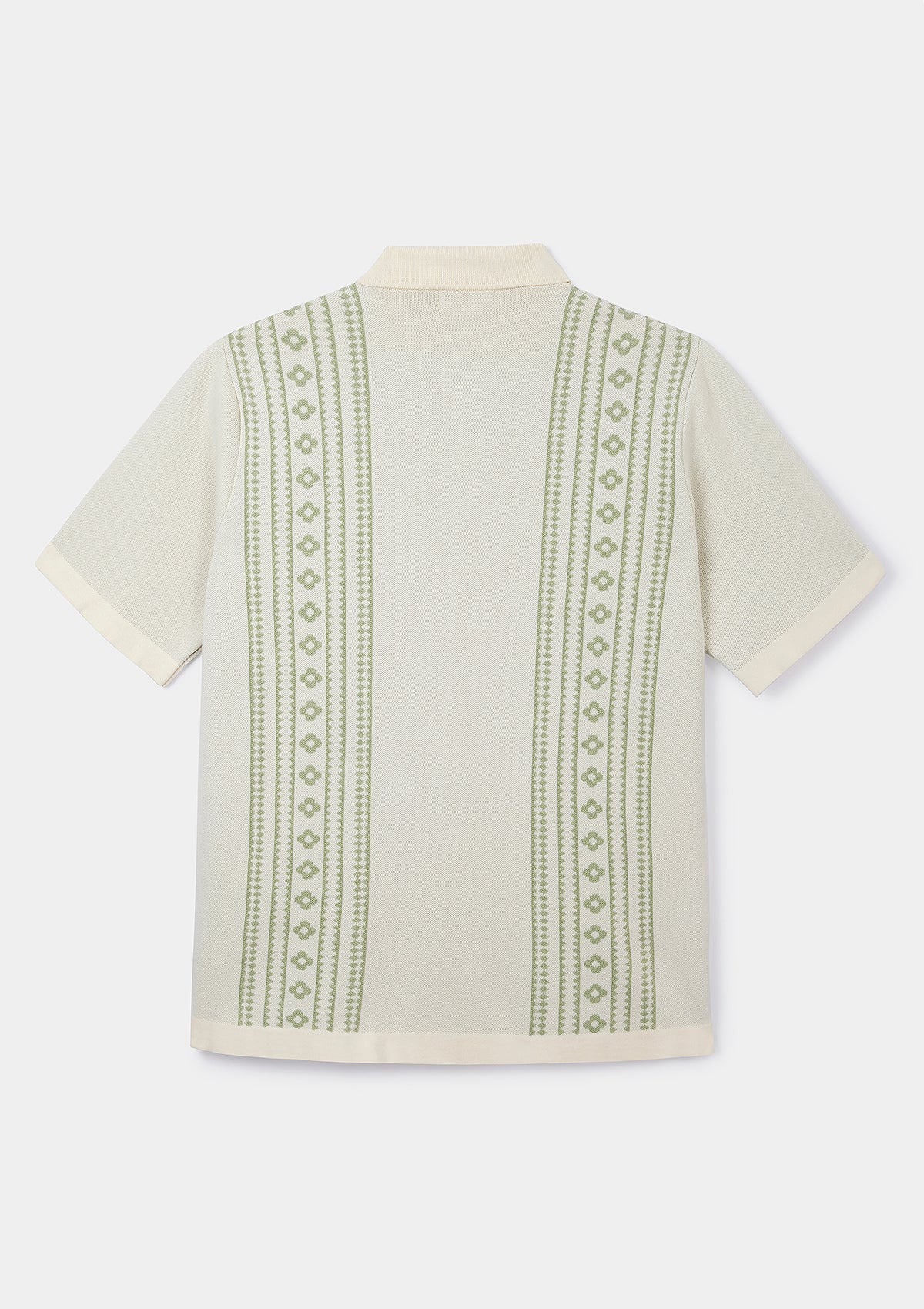 Green Flower Jacquard Polo, Polo Shirt - SIRPLUS