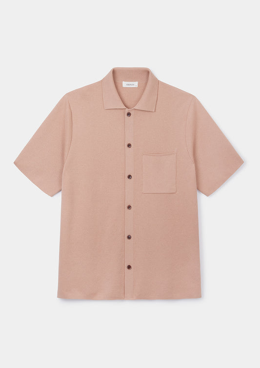 Peach Pink Cotton Knit Polo, Polo Shirt - SIRPLUS