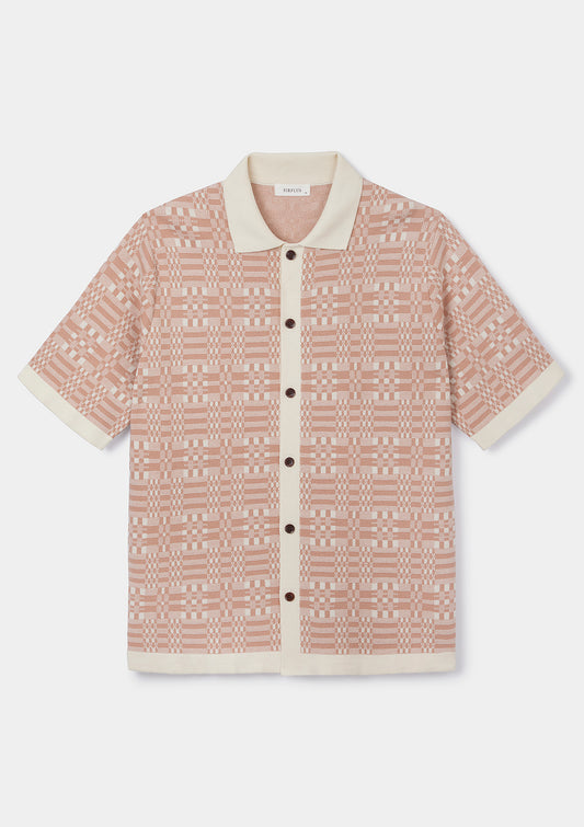 Peach Pink Tapestry Jacquard Polo, Polo Shirt - SIRPLUS