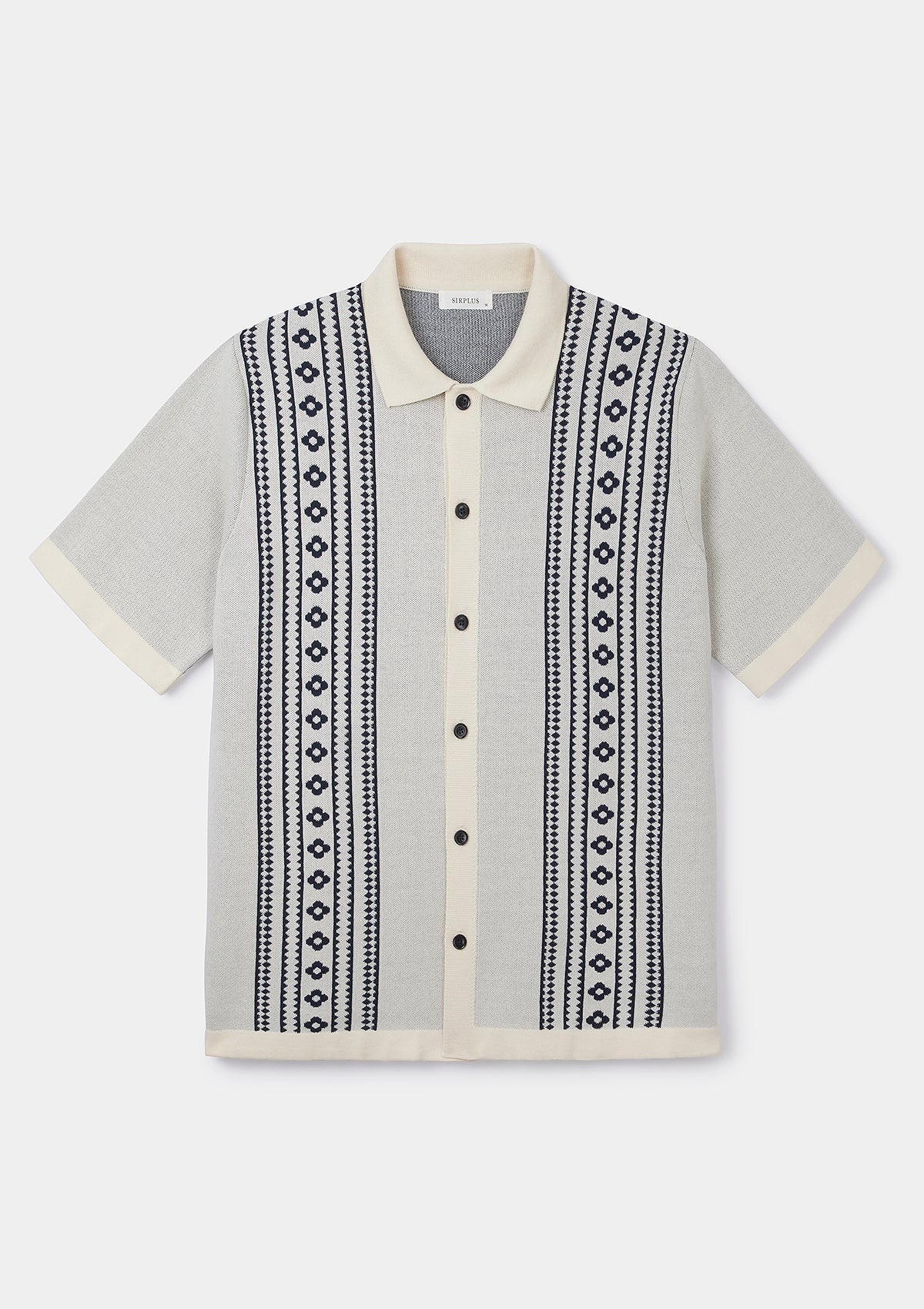 Navy Flower Jacquard Polo, Polo Shirt - SIRPLUS