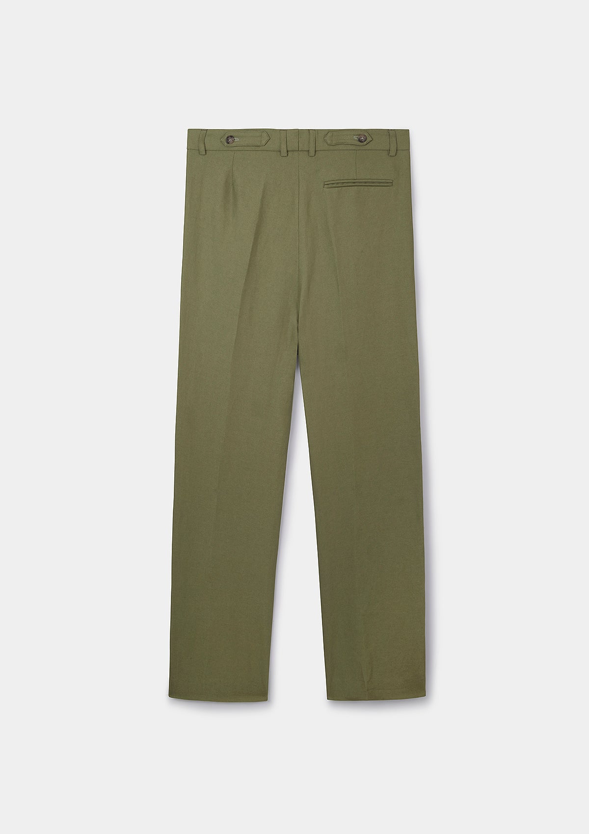 Sage Green Cotton Linen Pleated Trousers, Casual Trousers - SIRPLUS