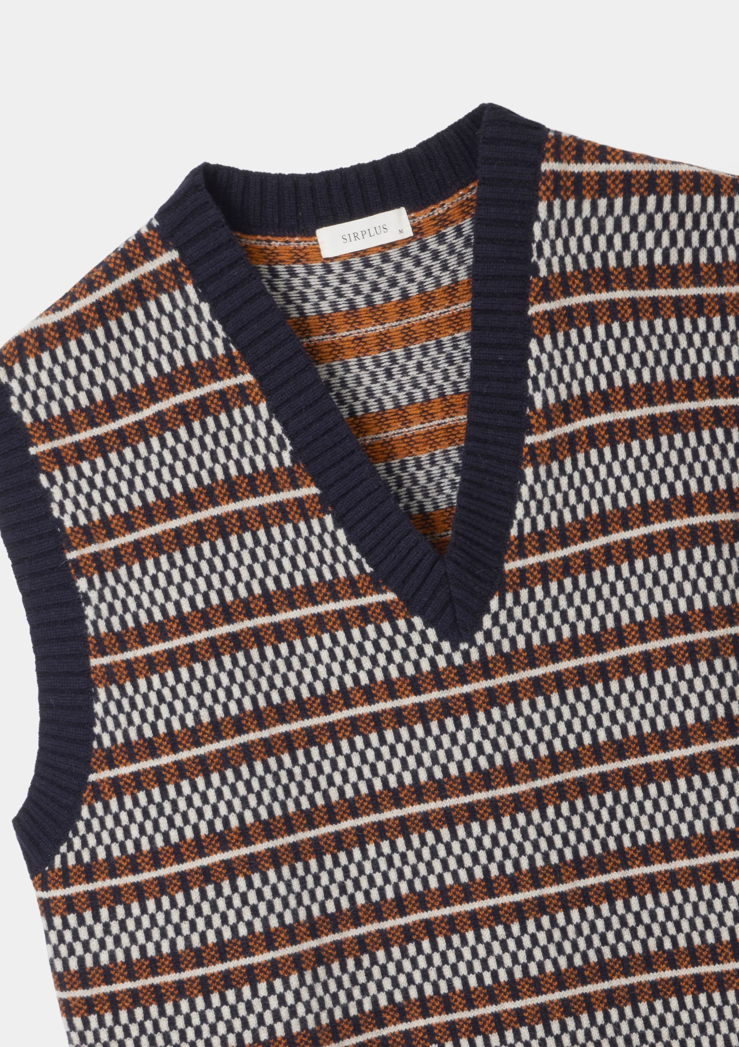 Navy Grid Fair-Isle Vest, Knit Vest - SIRPLUS