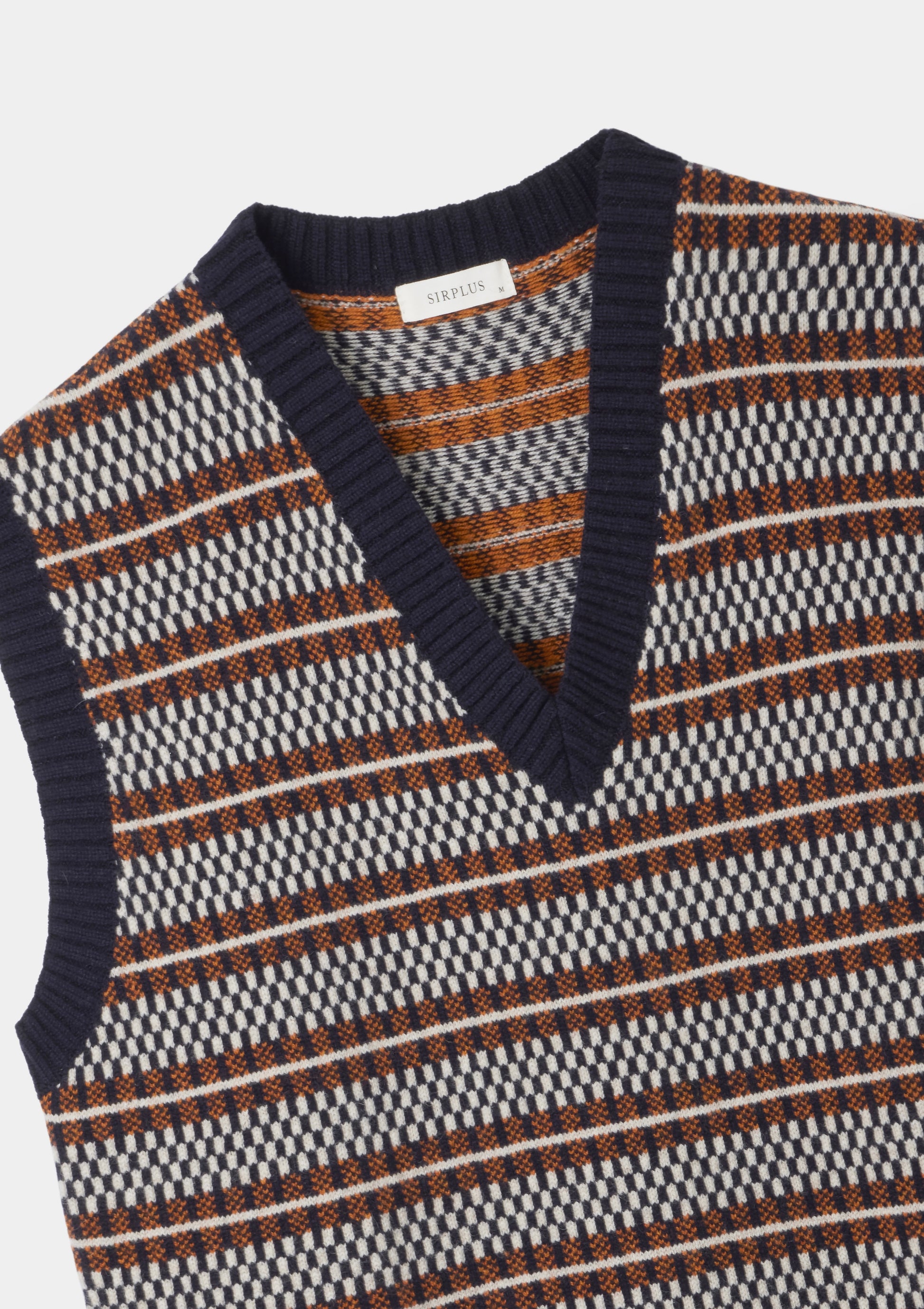 Navy Grid Fair-Isle Vest, Knit Vest - SIRPLUS