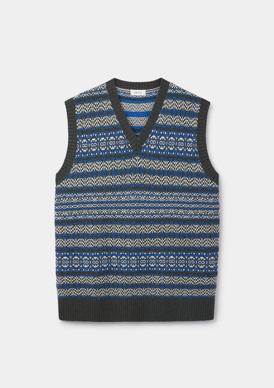 Seaweed Blue Tides Fair-Isle Vest, Knit Vest - SIRPLUS
