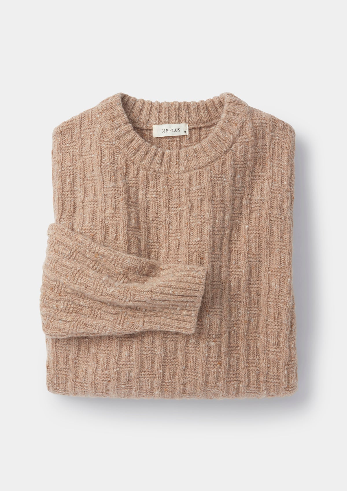 Camel Donegal Wool Cable Jumper, Crew Neck Jumper - SIRPLUS
