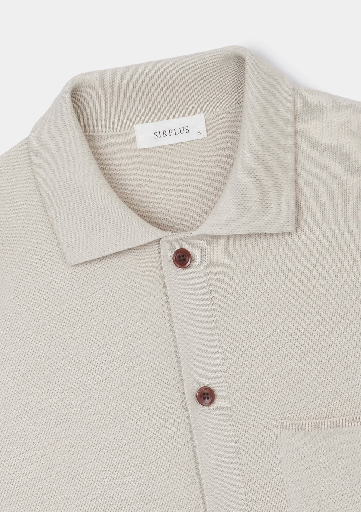 Chalk Cotton Knit Polo, Polo Shirt - SIRPLUS