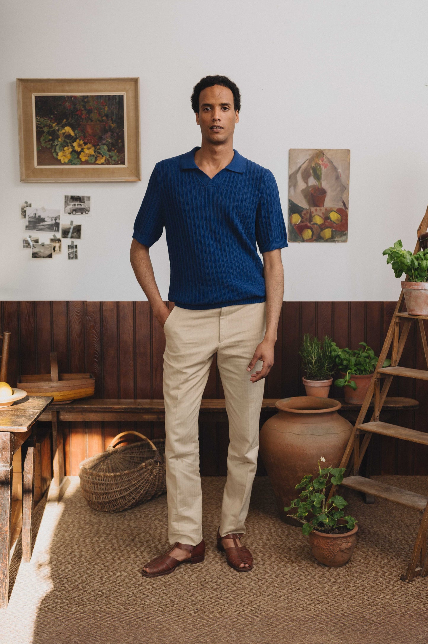 Cobalt Blue Textured Rib Resort Polo, Polo Shirt - SIRPLUS