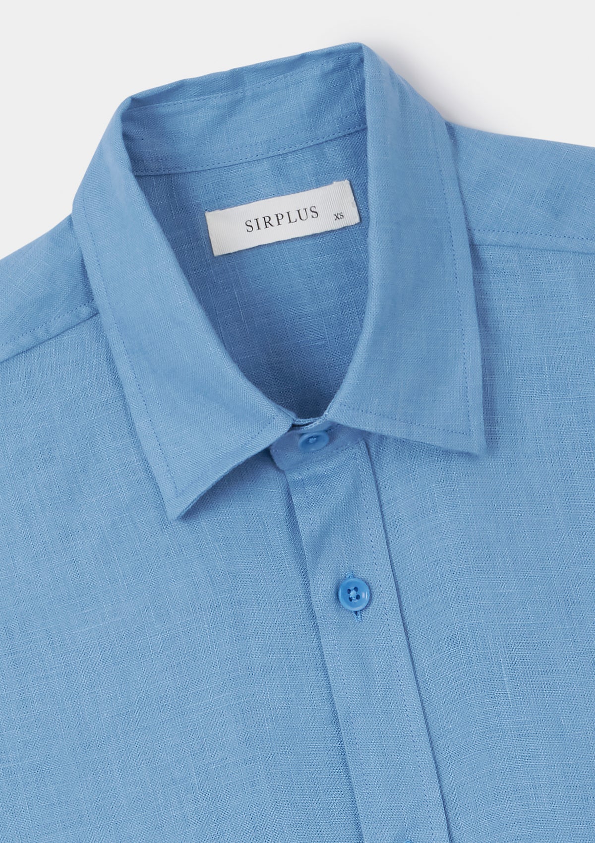 Cornflower Blue Linen Collared Shirt, Collar Shirt - SIRPLUS