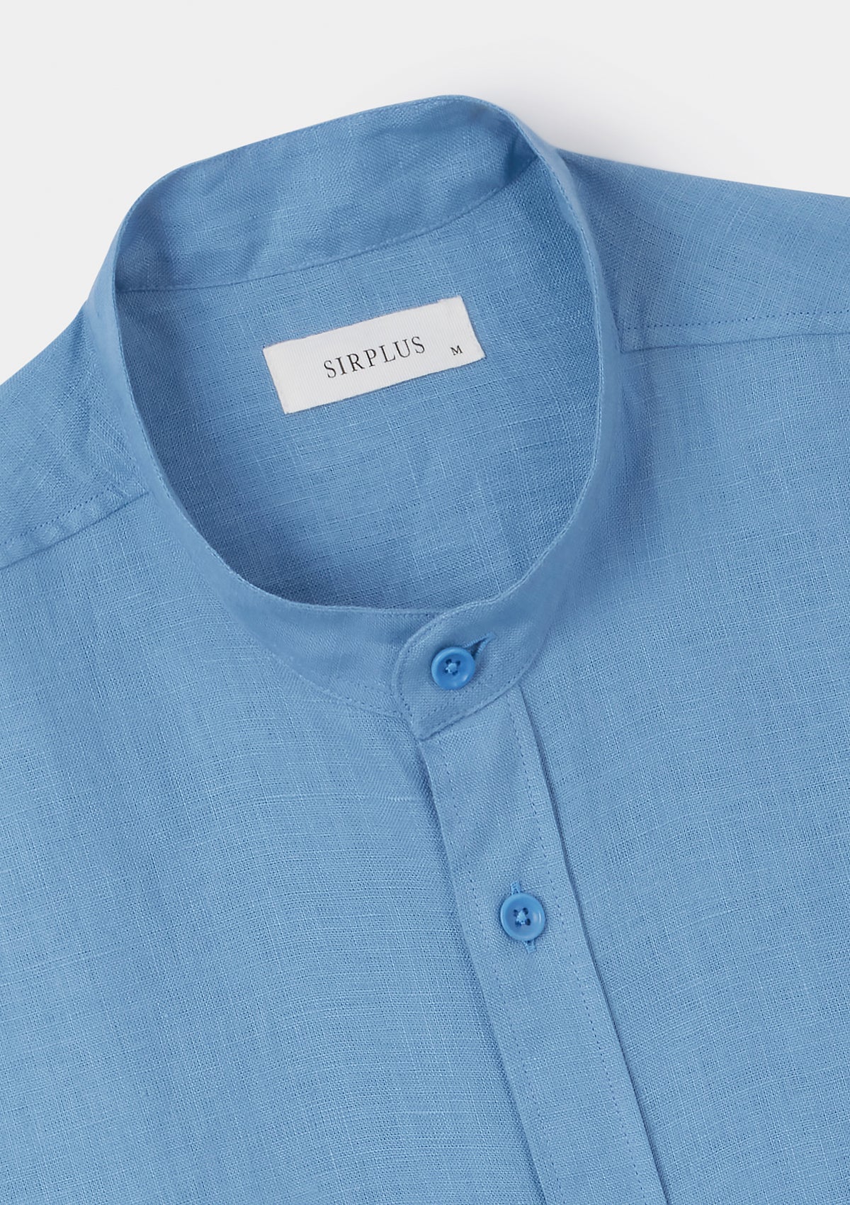 Cornflower Blue Linen Grandad Shirt, Grandad Shirt - SIRPLUS