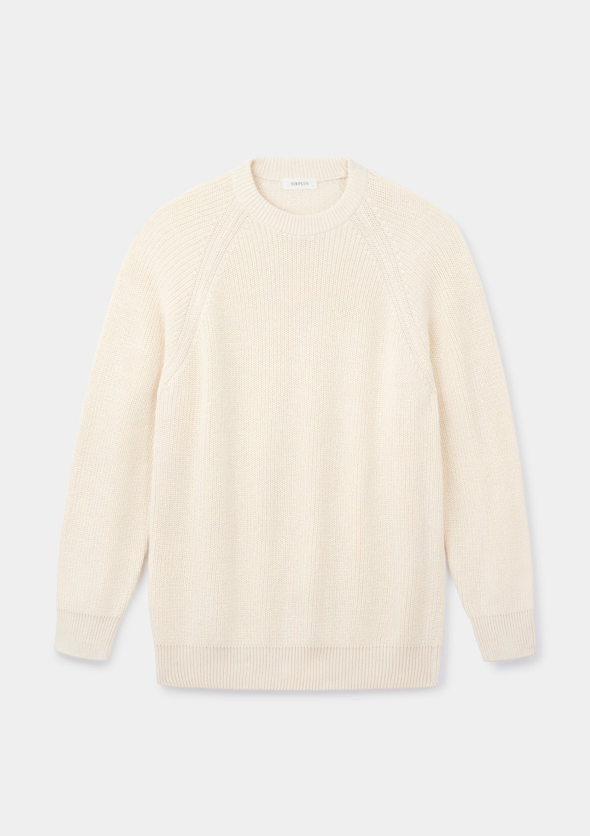 Cream Fisherman Rib Cotton Crew Neck, Crew Neck Jumper - SIRPLUS