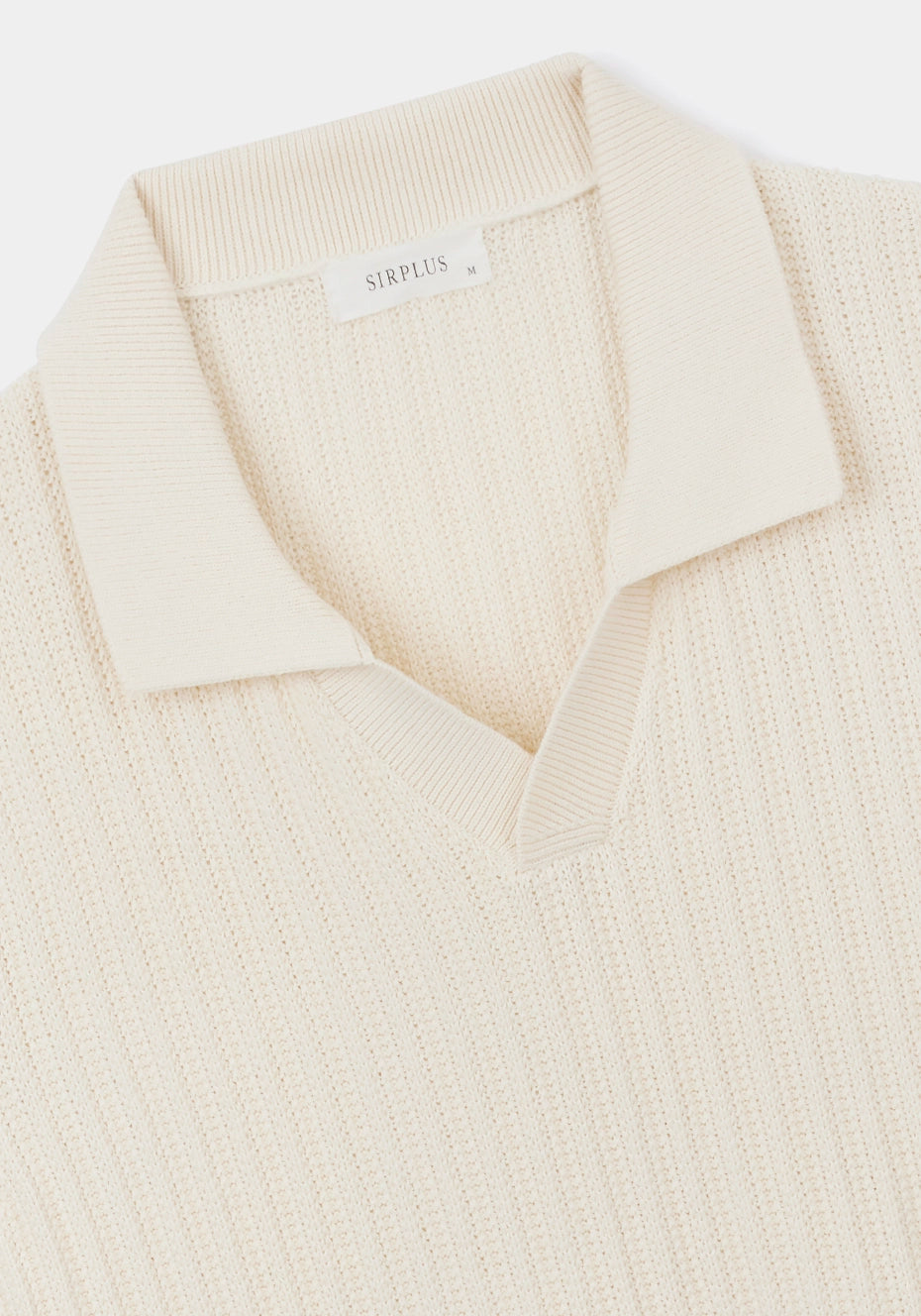 Cream Textured Rib Resort Polo, Polo Shirt - SIRPLUS