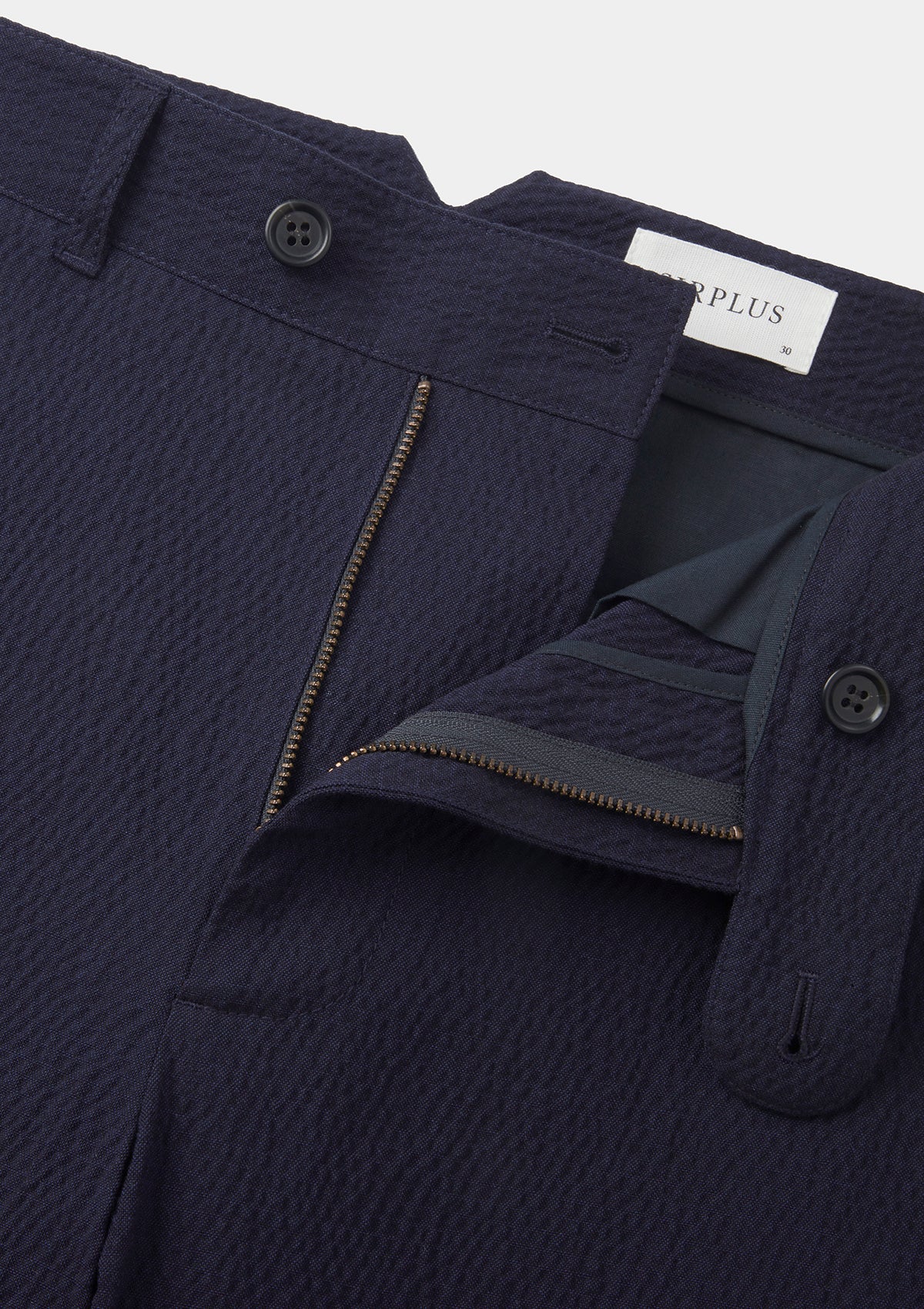 Dark Navy Seersucker Casual Trousers, Chinos - SIRPLUS
