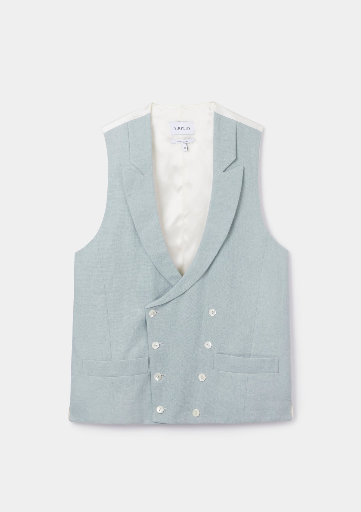Duck Egg Peak Lapel Double-Breasted Waistcoat, Double Breasted Waistcoat - SIRPLUS
