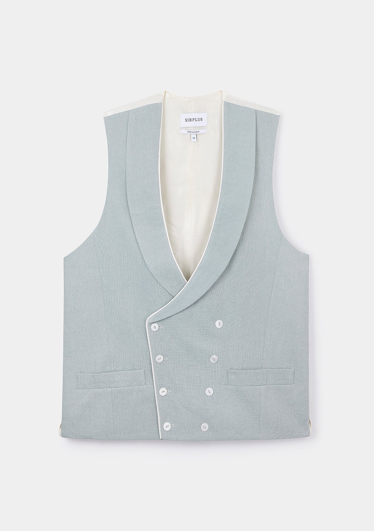 Duck Egg Shawl Lapel Double-Breasted Waistcoat, Double Breasted Waistcoat - SIRPLUS