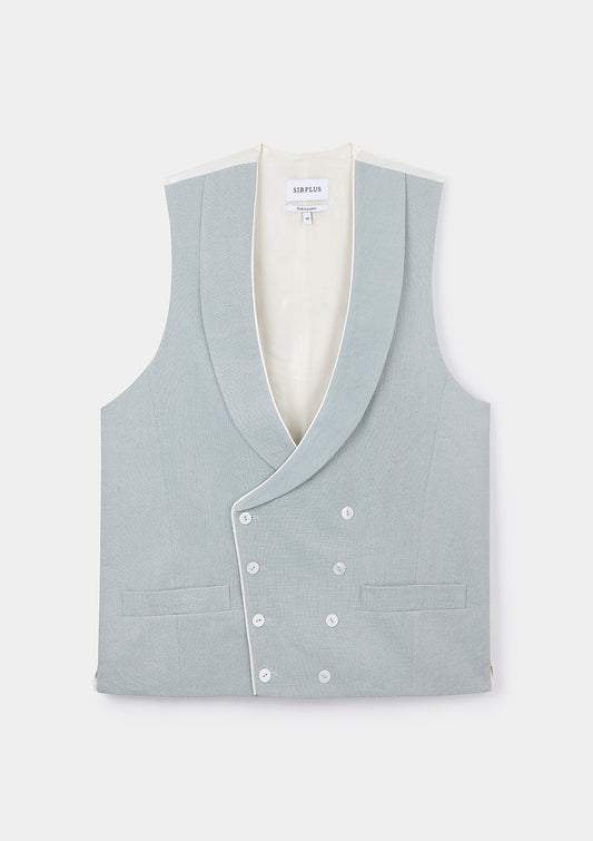 Duck Egg Shawl Lapel Double-Breasted Waistcoat, Double Breasted Waistcoat - SIRPLUS