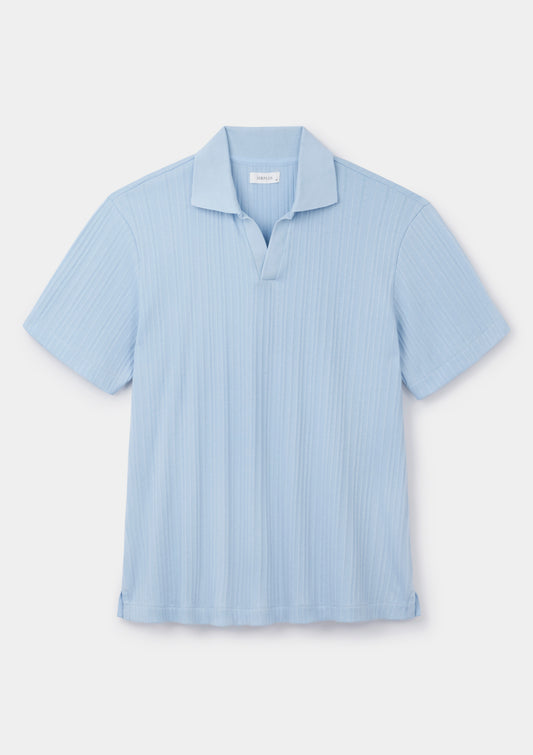 Dusk Blue Panel Rib Resort Polo, Polo Shirt - SIRPLUS