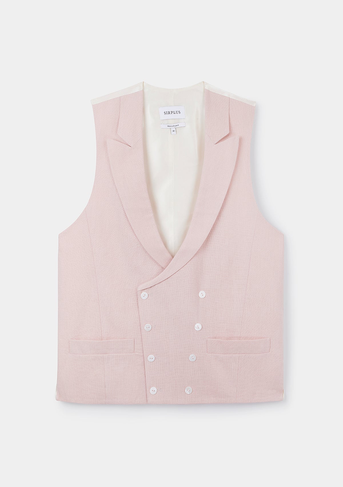 Dusty Pink Peak Lapel Double-Breasted Waistcoat, Double Breasted Waistcoat - SIRPLUS